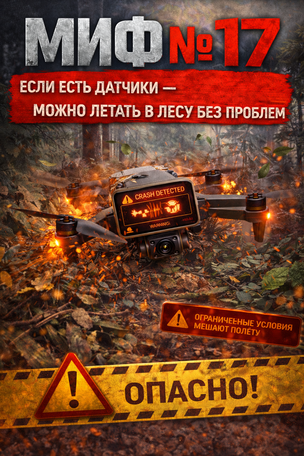 Миф №17: Если есть датчики — можно летать в лесу без проблем Миф №17: Если есть датчики — можно летать в лесу без проблем