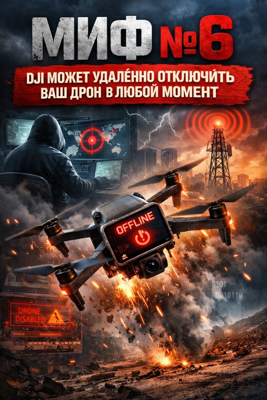 Миф №6: DJI может удалённо отключить ваш дрон в любой момент Миф №6: DJI может удалённо отключить ваш дрон в любой момент